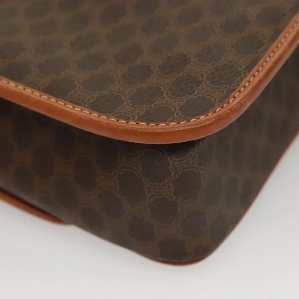 Authentic CELINE Macadam Canvas Shoulder Bag PVC Leather Brown Gold - Picture 8 of 16